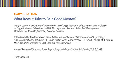 image of Gary P. Latham: What Does It Take to Be a Good Mentee?